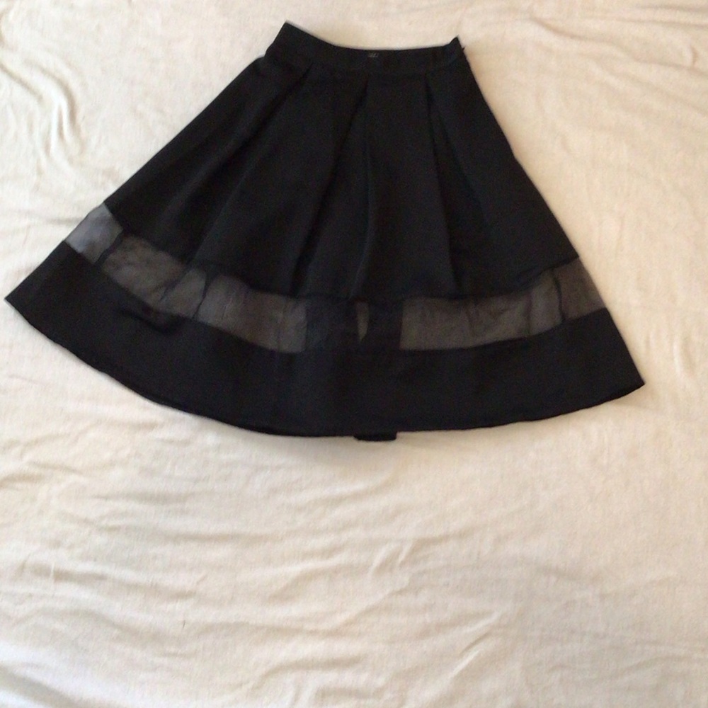 Express Black Circle Skirt with Sheer Inset, sz 0
